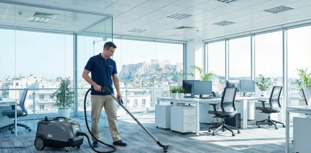 Επαγγελματικός καθαρισμός γραφείων και επαγγελματικών χώρων με ατμό από την Aqua Steam Clean.