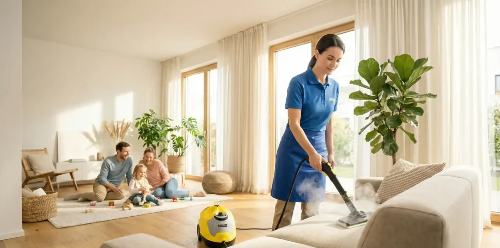 Επαγγελματικός βιολογικός καθαρισμός σπιτιού στην Αθήνα με ατμό από την Aqua Steam Clean.